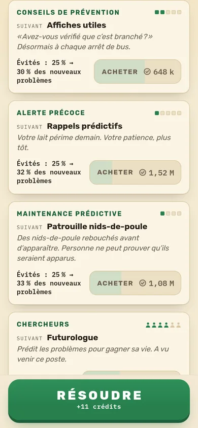 Acte I : des améliorations de prévention, des Affiches utiles aux Rappels prédictifs et à la Patrouille nids-de-poule.